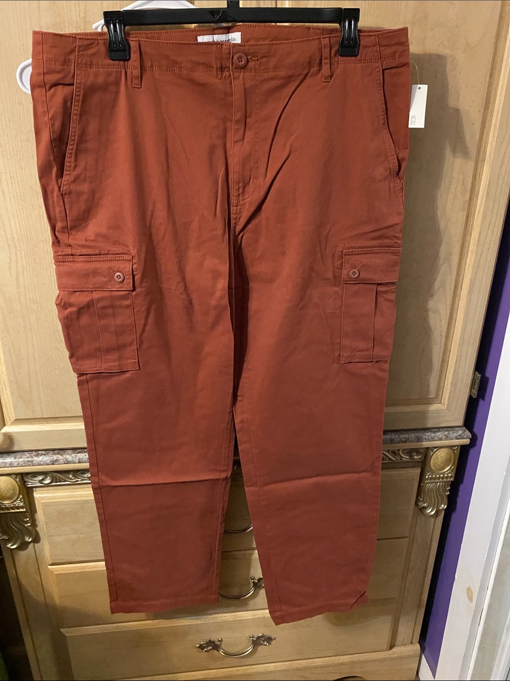 Men's Cargo Pants in Rust  Clay Color - Classic Utility Style Size 40x30